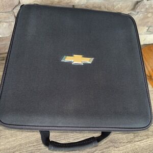 Chevy Chevrolet Black 3D Emblem Canvas Zip Up W/ Handle Car Storage Hard Bottom